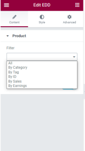 Easy EDD Integration Elementor Menu